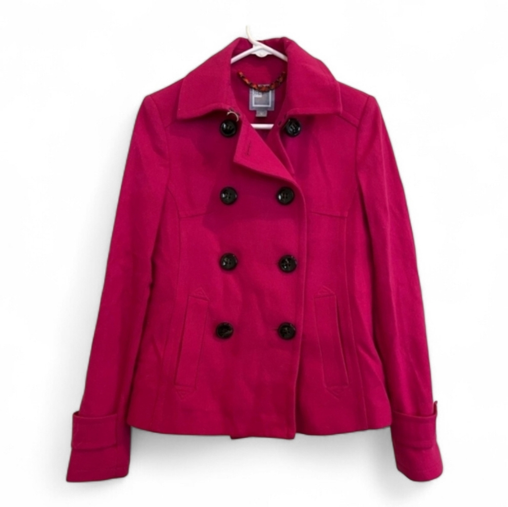 JCPENNY VINTAGE WOOL PINK PEA COAT SIZE LARGE